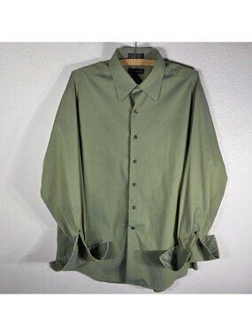 J. Ferrar Men's Iridescent Dress Shirt Size 17 34-35 Green French Cuff Sleeves